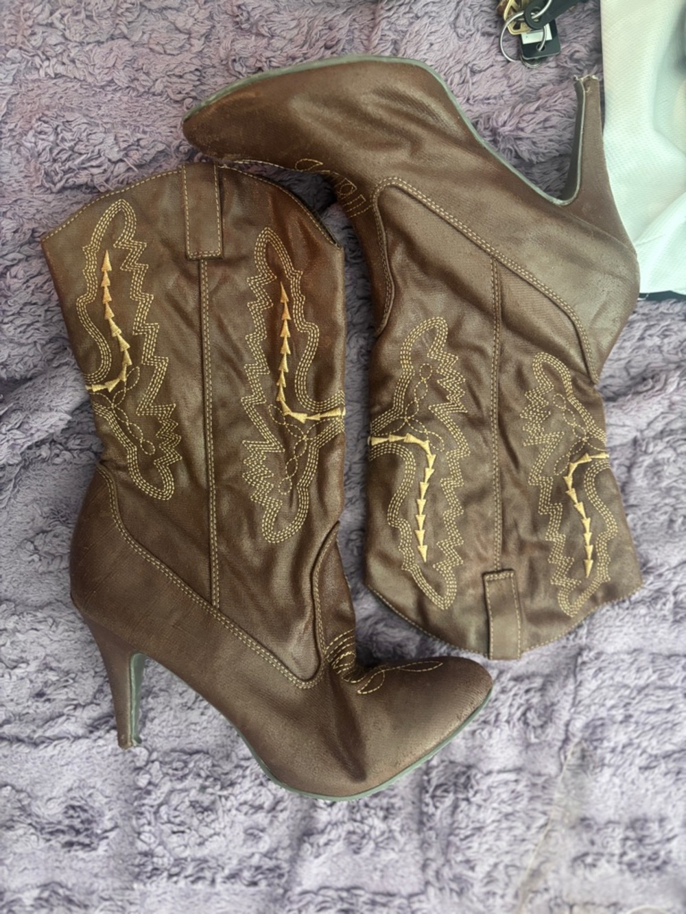 Ellie Brown Western-Style High Heel Embroidered Boots